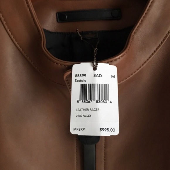 Coach Leather Racer Jacket In Saddle - Picture 4 of 8